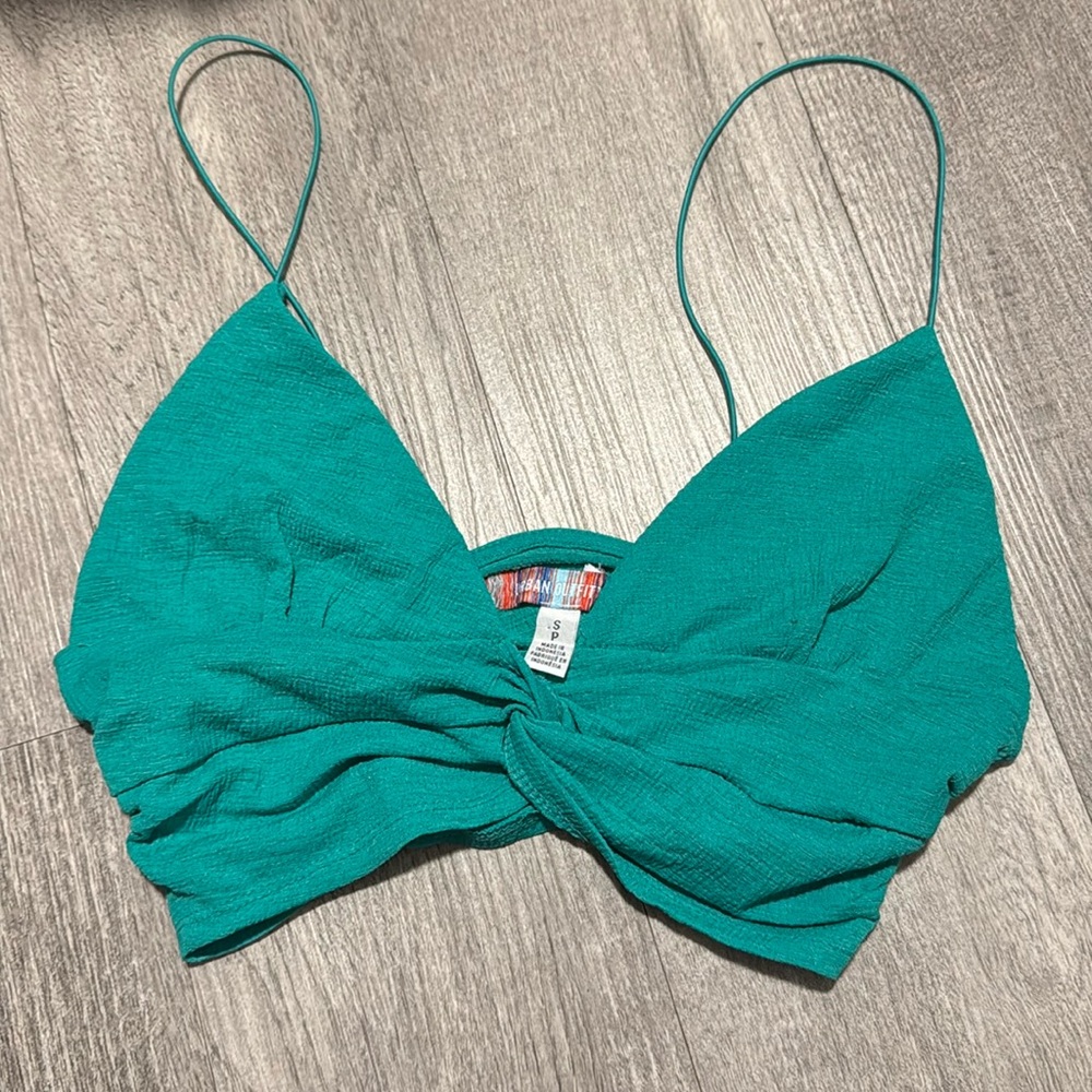 Urban outfitters Green Ruched Textured Tank Cami